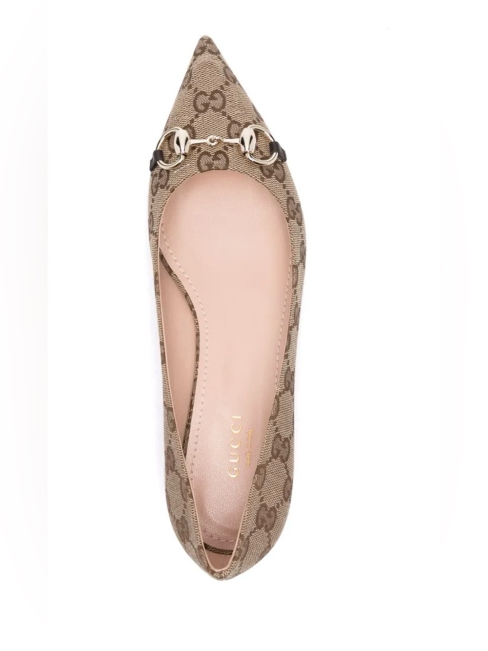 Gucci Beige GG Canvas Pointed-Toe Ballet Flat size 37